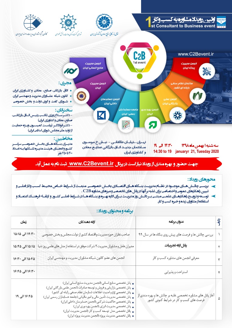 رویداد «مشاوره به کسب و کار» (C2B) اول بهمن ماه برگزار می شود